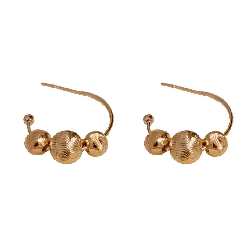 14K Gold-Plated Metal Ball Half-Circle Earrings-Chic Minimalist Design