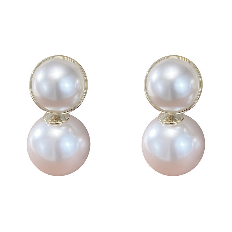 Eaioncol Geometric Large Pearl Drop Earrings Gold