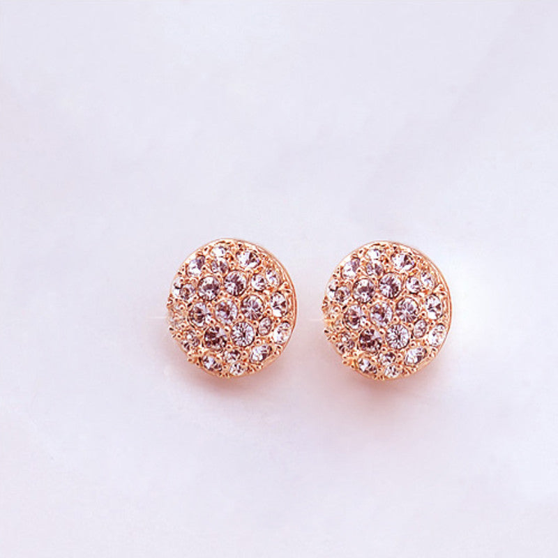 14K gold plating Atmospheric Full Diamond Round Earrings