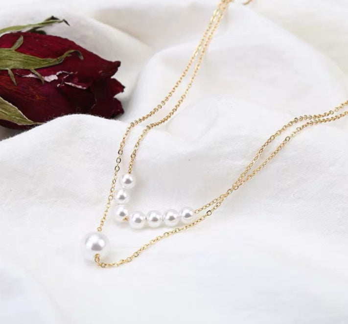 Fashion Jewelry Double Pearl Necklace