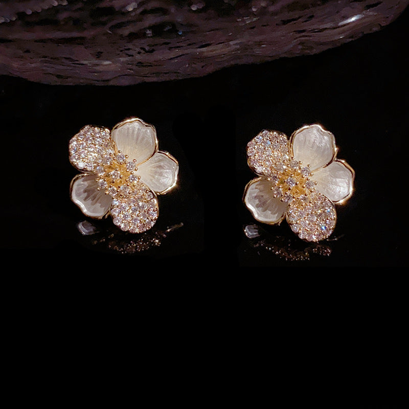 S925 Silver Needle Sweet Flower Stud Earrings-Unique Petite Design