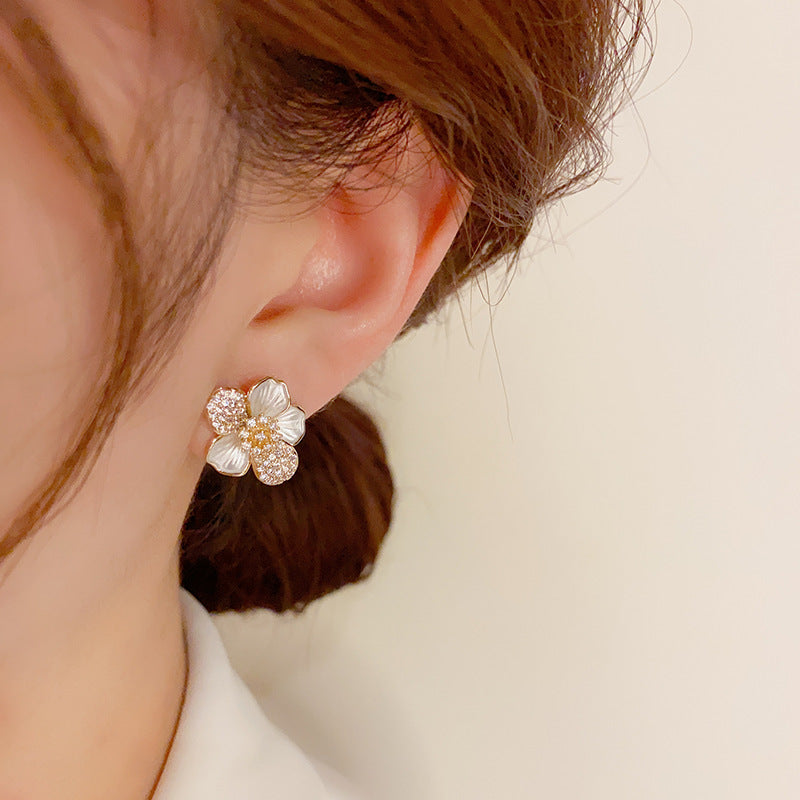 S925 Silver Needle Sweet Flower Stud Earrings-Unique Petite Design