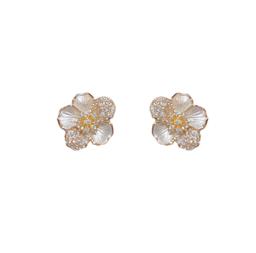 S925 Silver Needle Sweet Flower Stud Earrings-Unique Petite Design